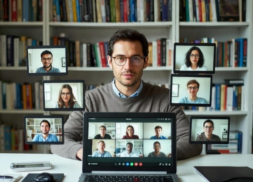 Estudiante trabajando en aula virtual